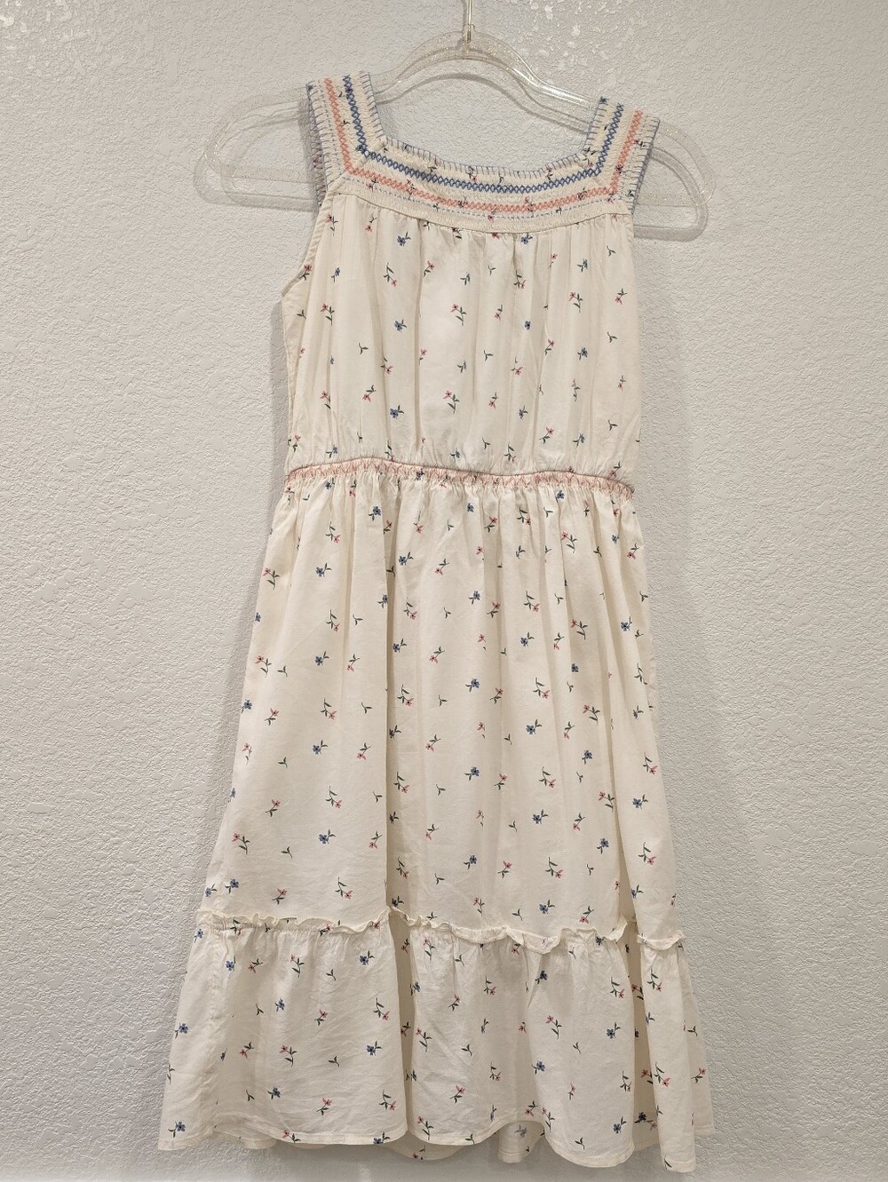 Old Navy cinched-waist dress ditsy floral embroidered Square Neckline XL 14-16 - Picture 4 of 6